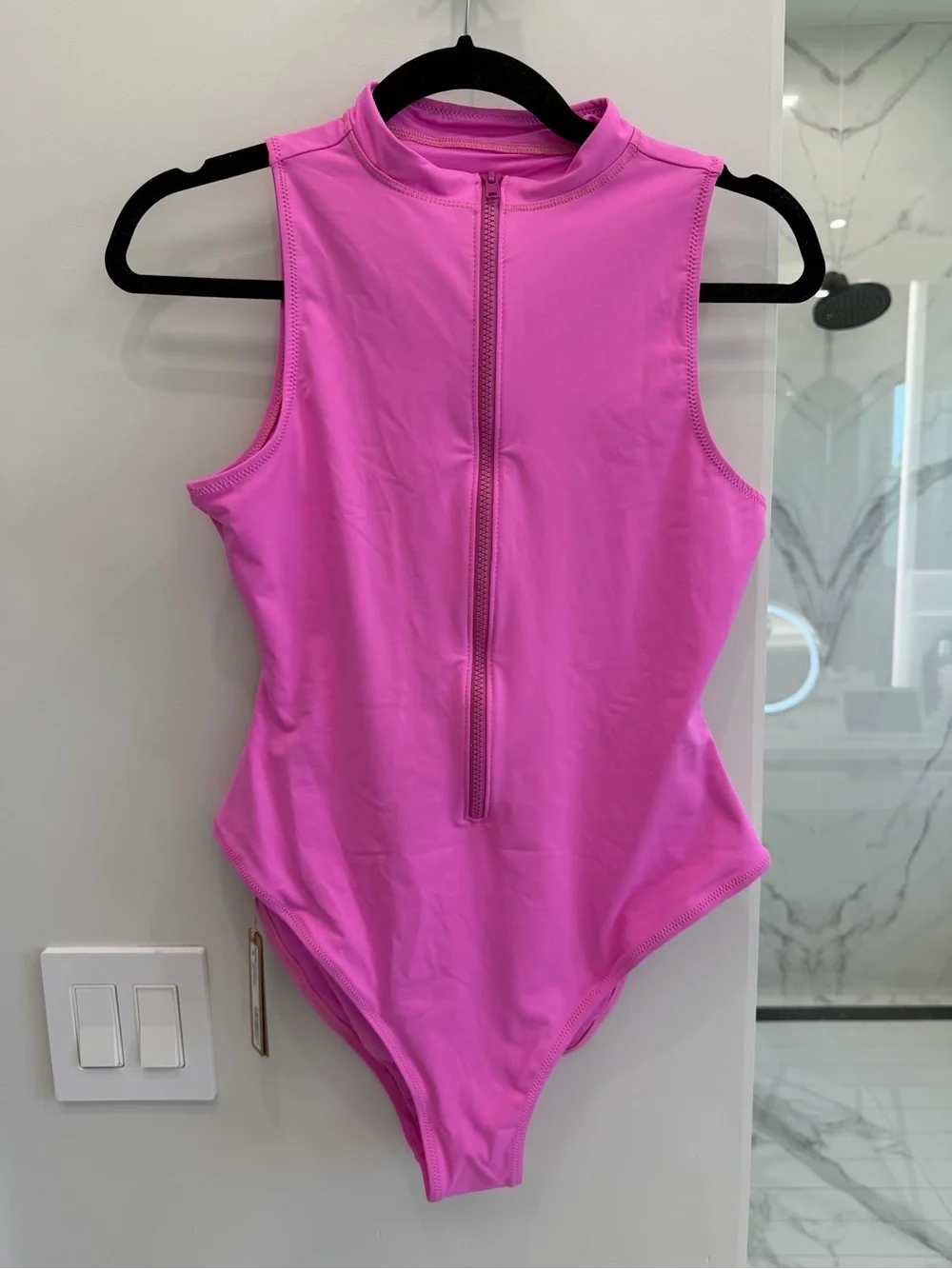 SKIMS Hot Pink Zip-Front One-Piece Swimsuit